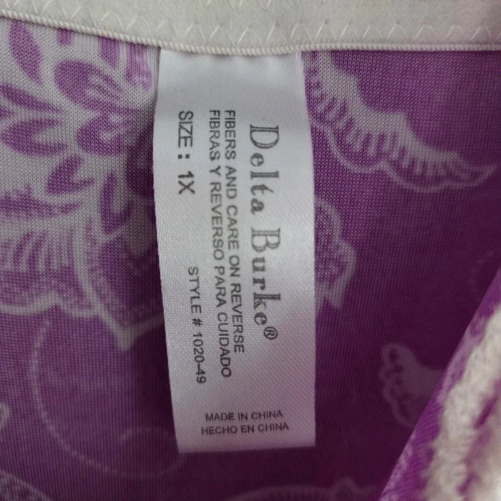 Delta Burke Nightgown Women 1X Purple Floral Lace‎ Trim Chemise Loungewear Slip